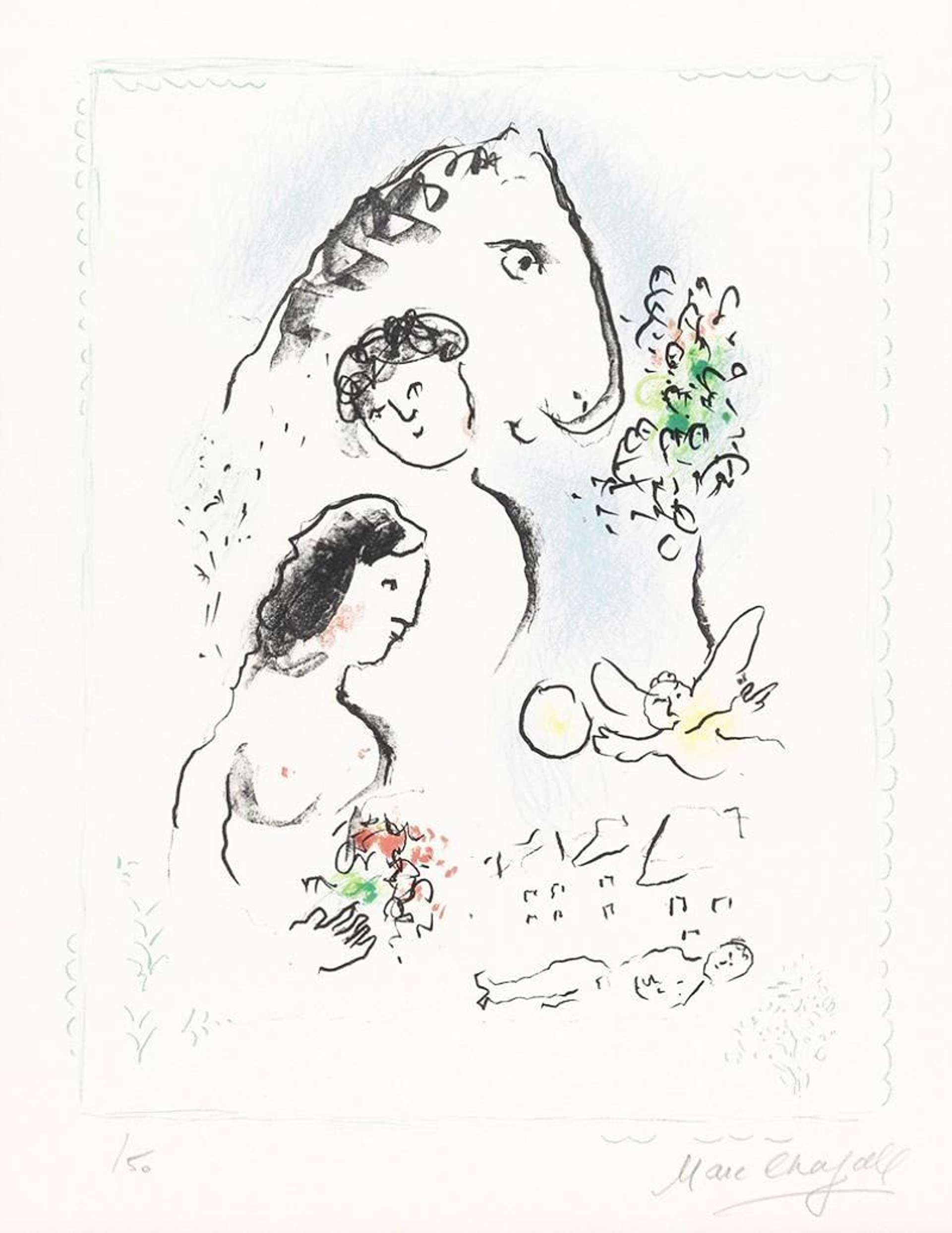 Les Amoureux - Signed Print by Marc Chagall 1982 - MyArtBroker