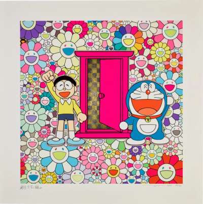 Anywhere Door (Doraemon) In The Field Of flowers - Signed Print by Takashi Murakami 2019 - MyArtBroker