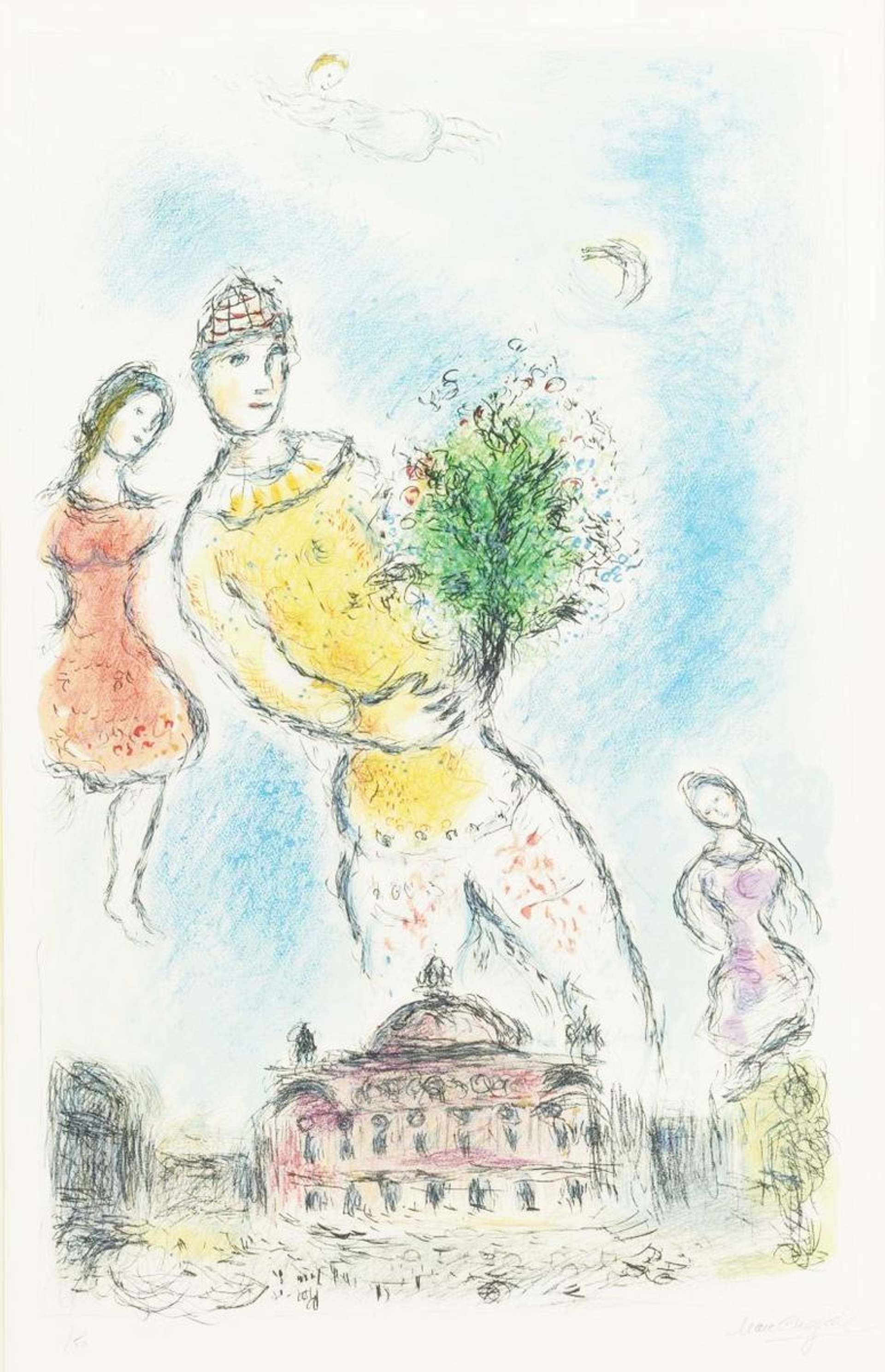 Dans Le Ciel De L'Opéra - Signed Print by Marc Chagall 1980 - MyArtBroker