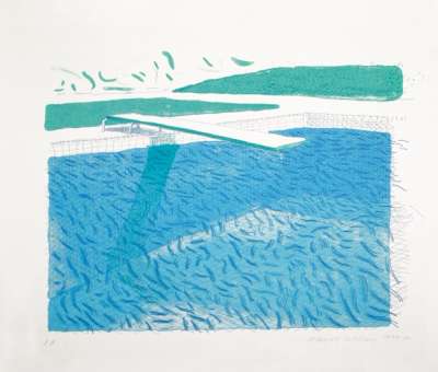 Lithographic Water Made of Lines, Crayon, and Two Blue Washes (PP) - Signed Print by David Hockney 1980 - MyArtBroker