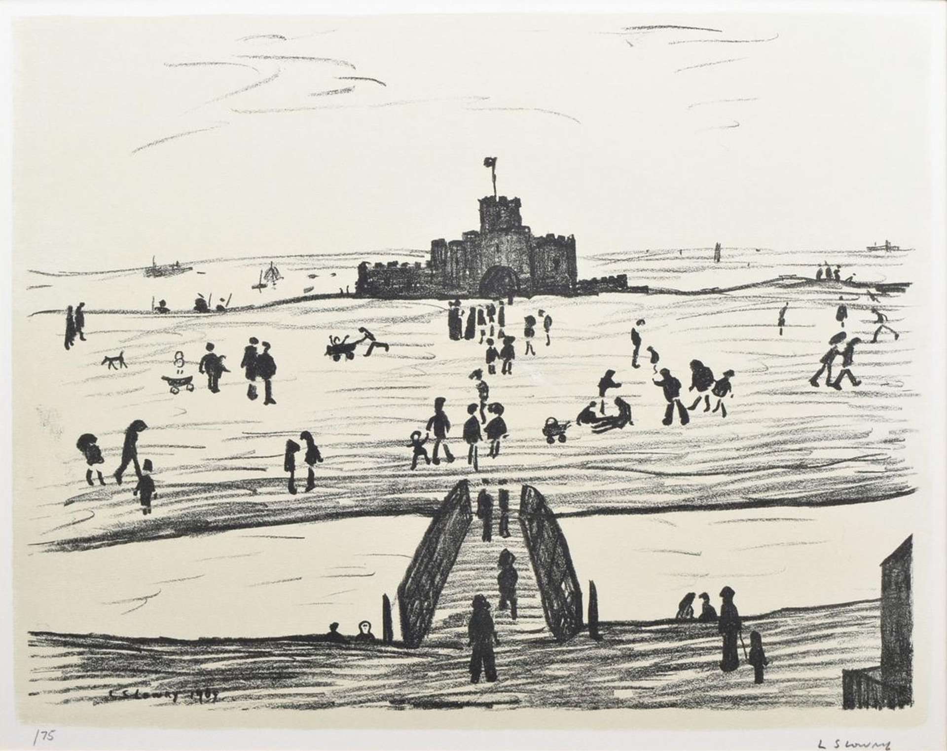 Castle By The Sea - Signed Print by L S Lowry 1969 - MyArtBroker