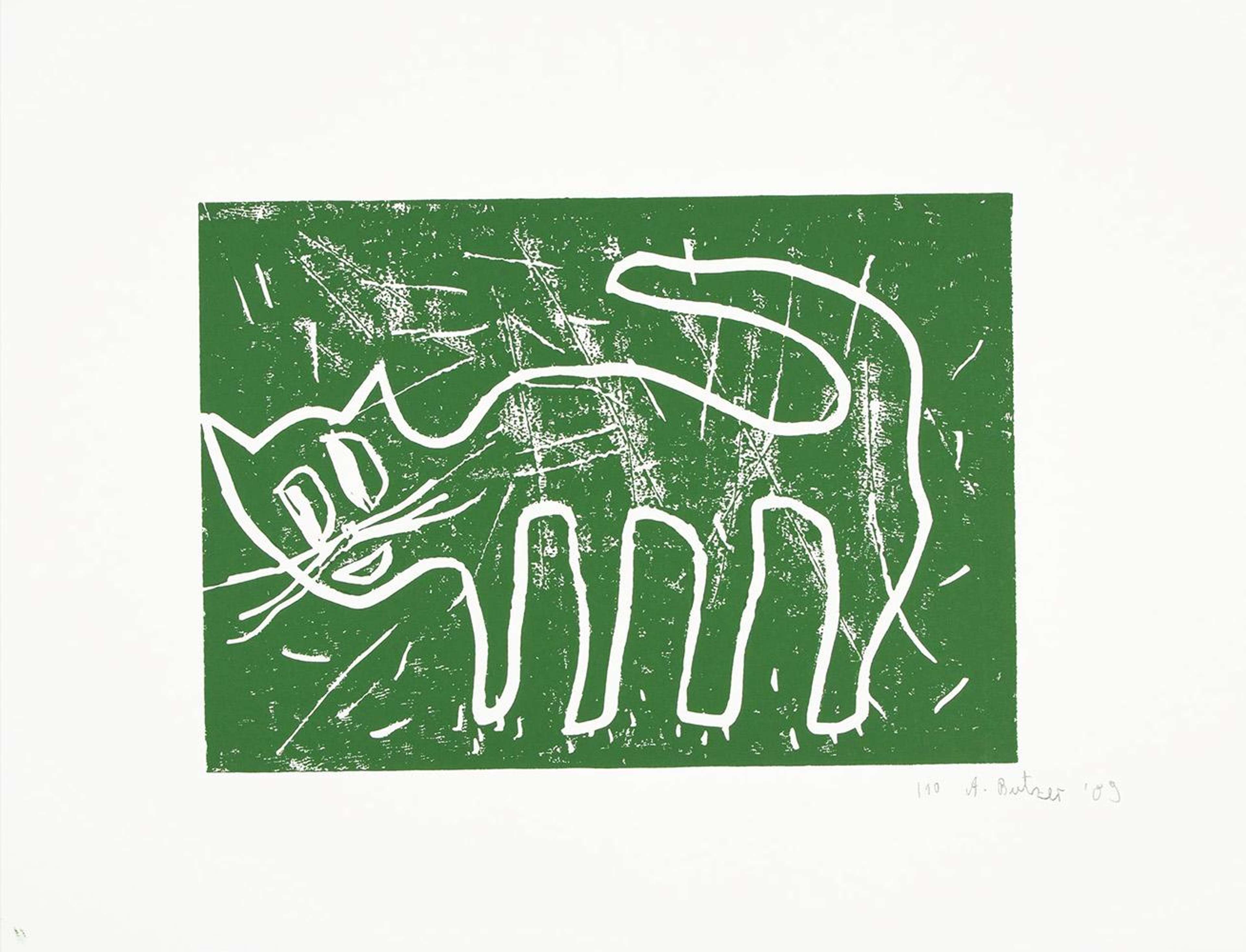 Katze (dark green) - Signed Print by Andre Butzer 2009 - MyArtBroker