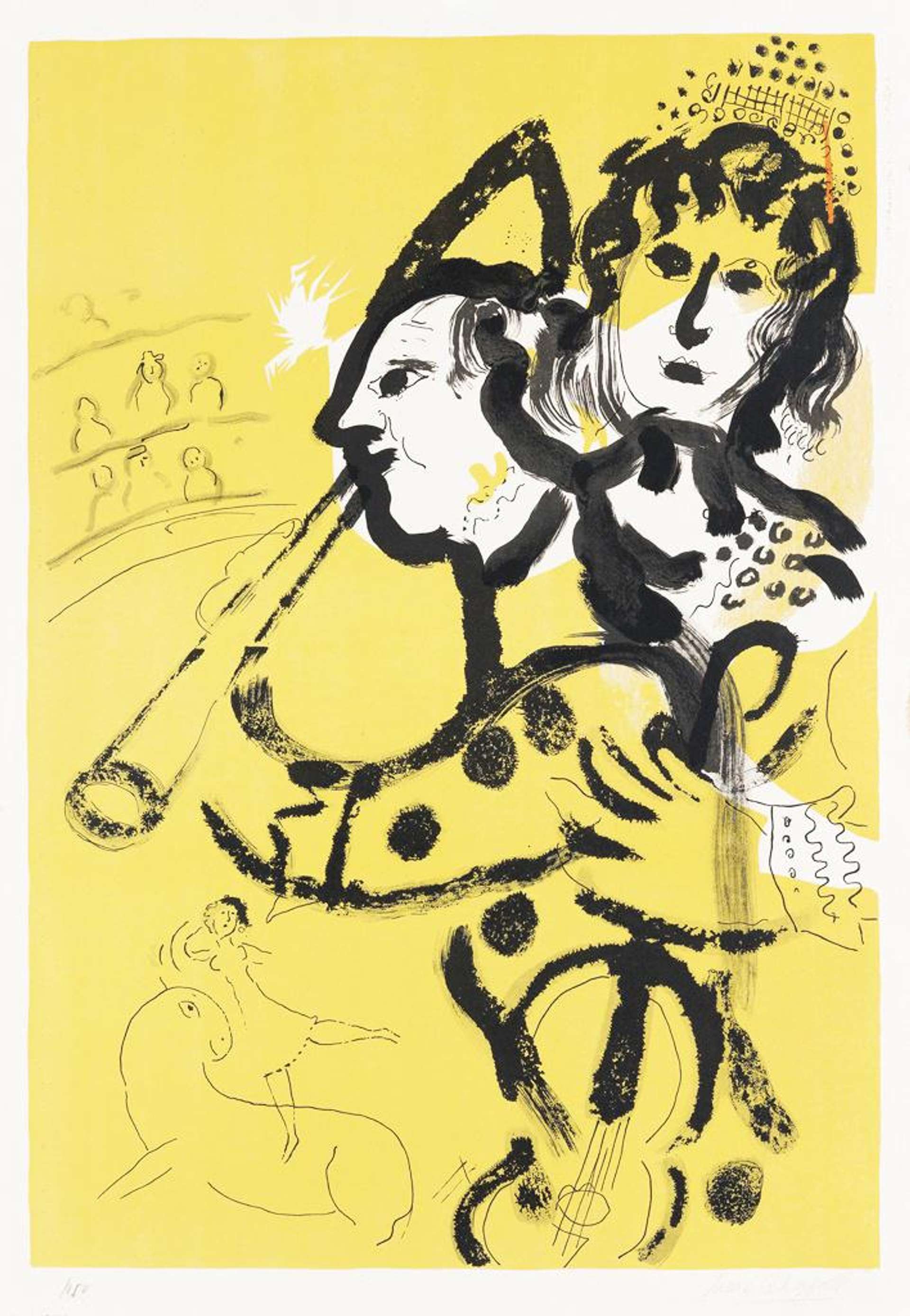 Marc Chagall: Le Clown Musicien - Signed Print