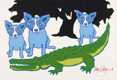 Later Gator: White With Black Tree - Signed Print by George Rodrigue 1992 - MyArtBroker