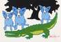 George Rodrigue: Later Gator: White With Black Tree - Signed Print