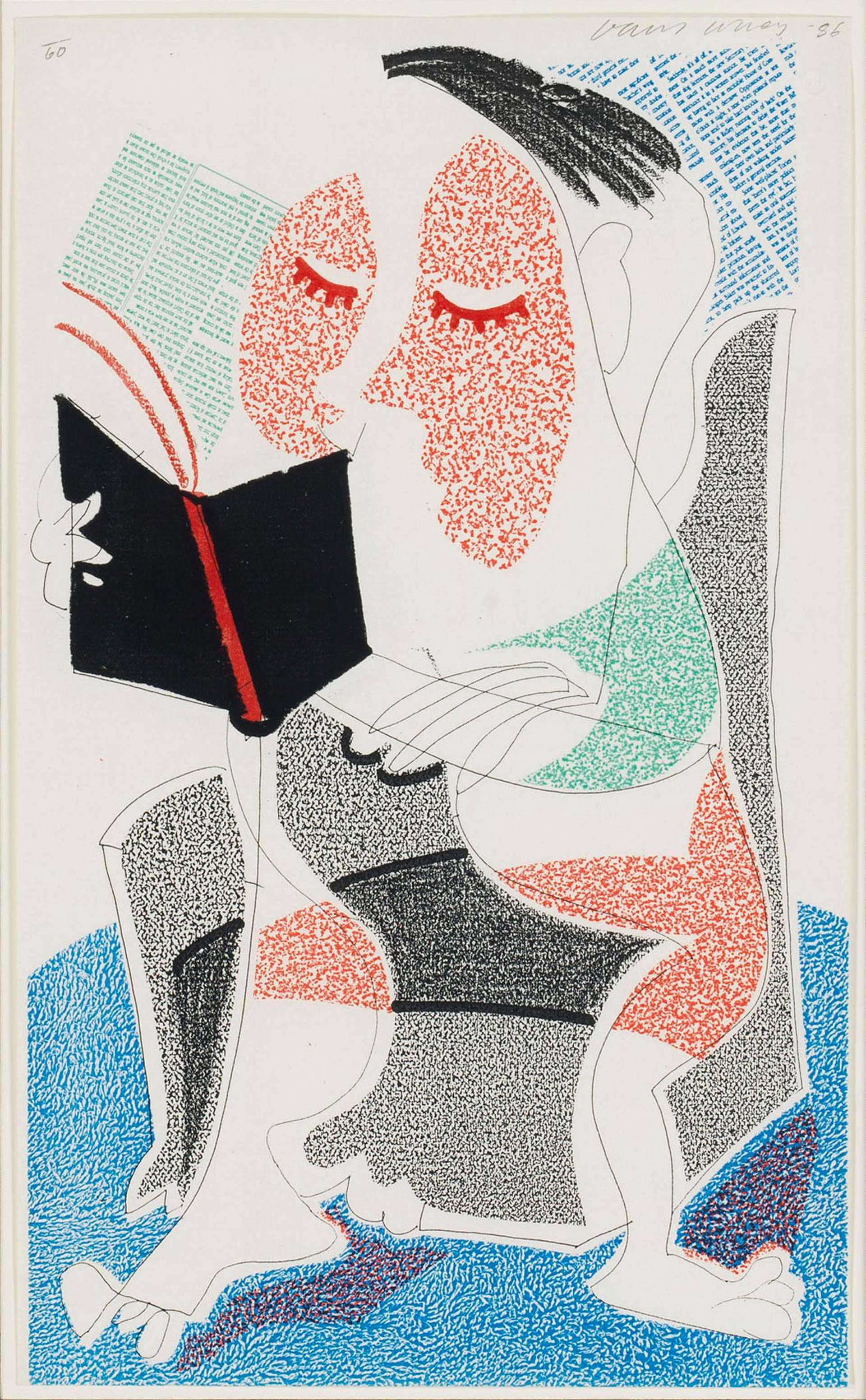 Man Reading Stendahl - Signed Print by David Hockney 1986 - MyArtBroker