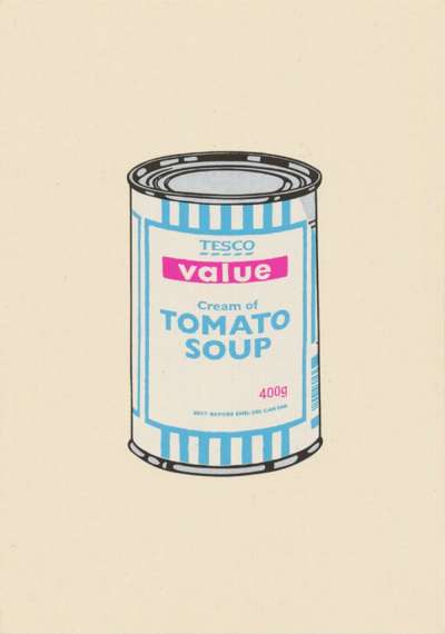 Soup Can (white, blue and hot pink) - Signed Print by Banksy 2005 - MyArtBroker