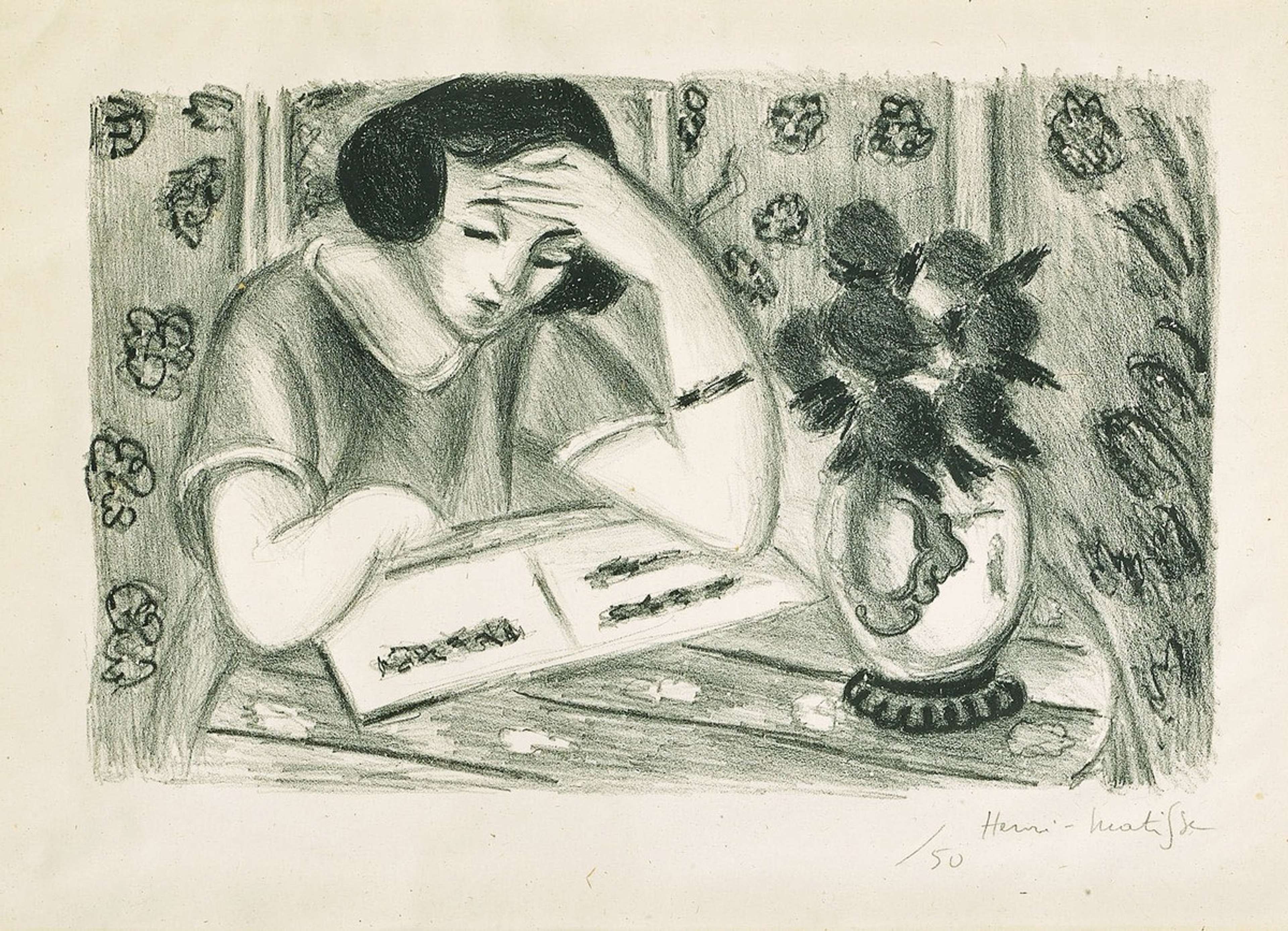 Liseuse Au Bouquet De Roses - undefined by Henri Matisse 1925 - MyArtBroker