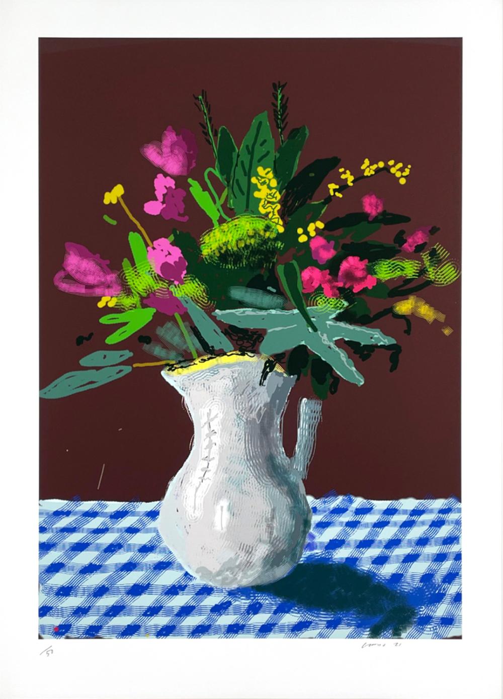 David Hockney 15th March 2021, Flowers In A Jug (Signed Print