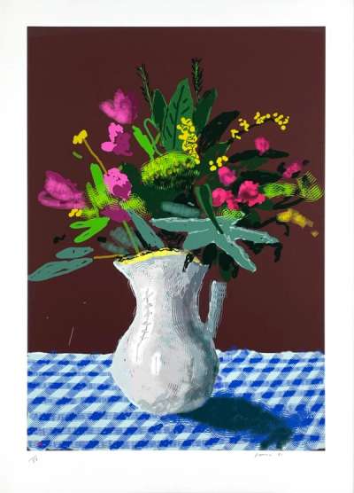 15th March 2021, Flowers In A Jug - Signed Print by David Hockney 2021 - MyArtBroker