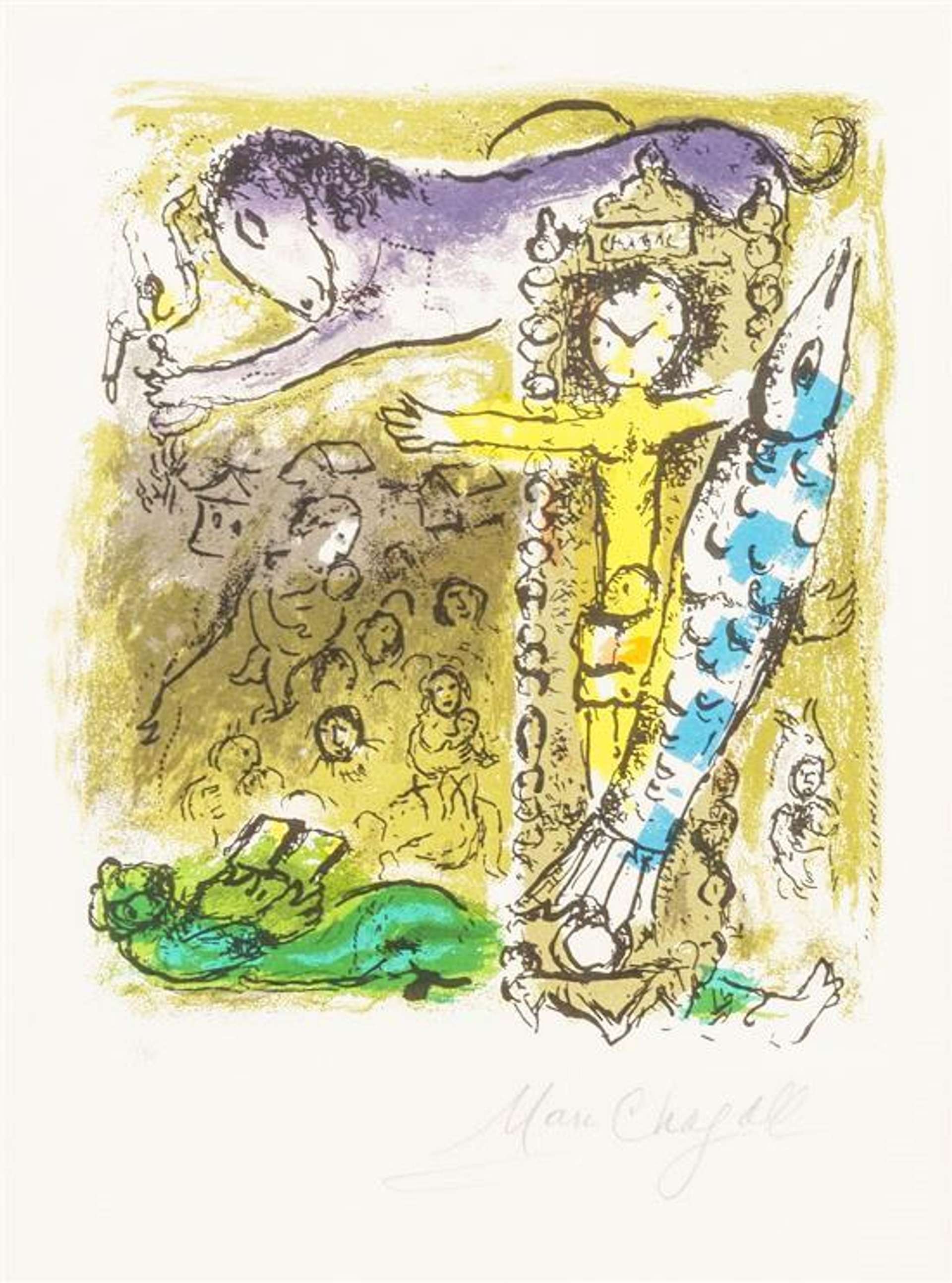 Marc Chagall: Le Christ Horloge - Signed Print