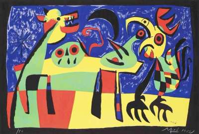 Joan Miró: Chien Aboyant La Lune - Signed Print