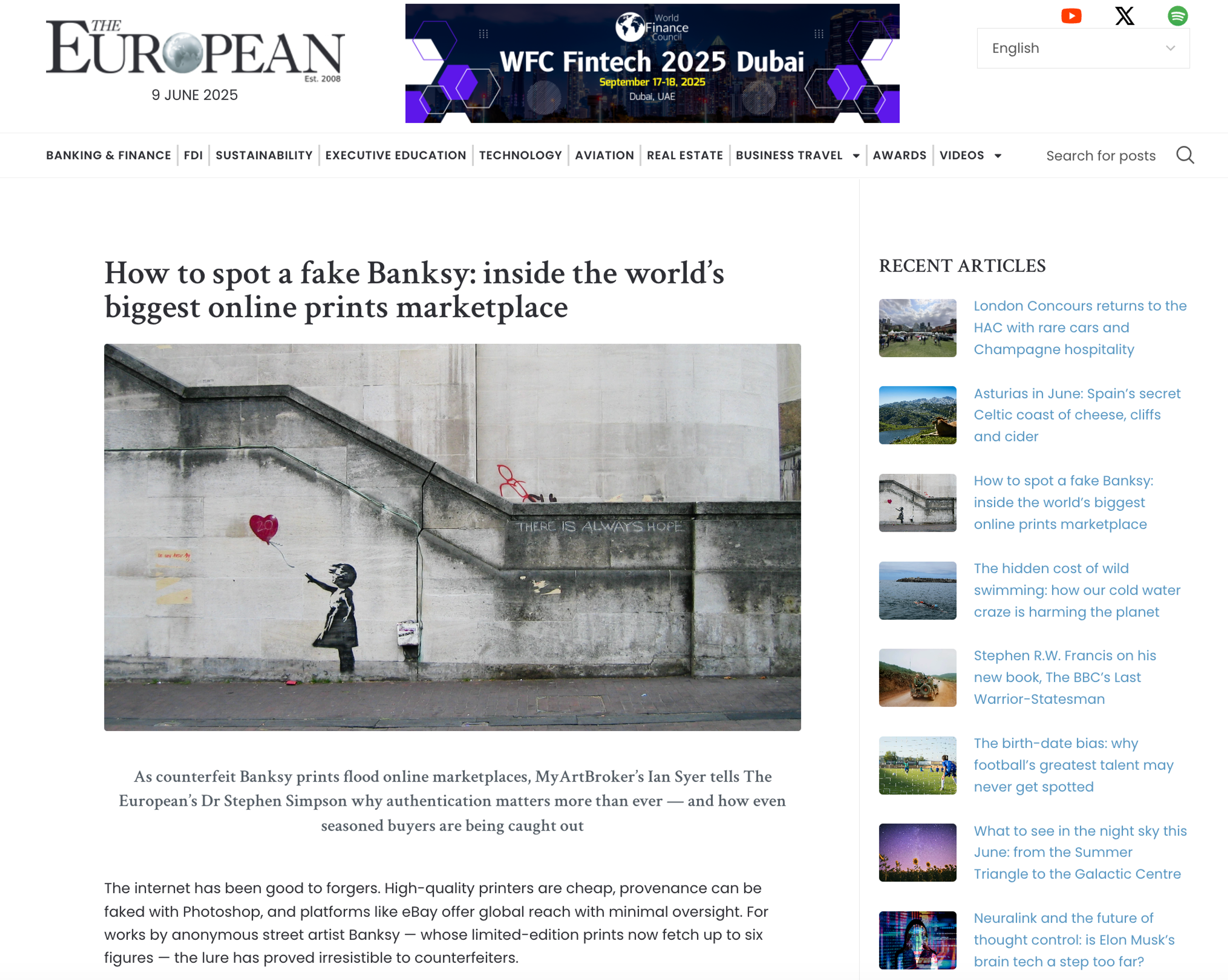 Screenshot from The European