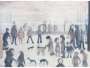 L S Lowry: Figures Before Railings - Signed Print