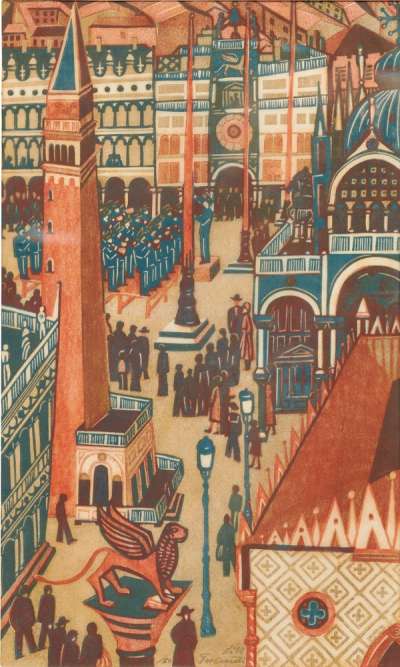 The Band At St. Mark's Square - Signed Print by Lill Tschudi 1951 - MyArtBroker