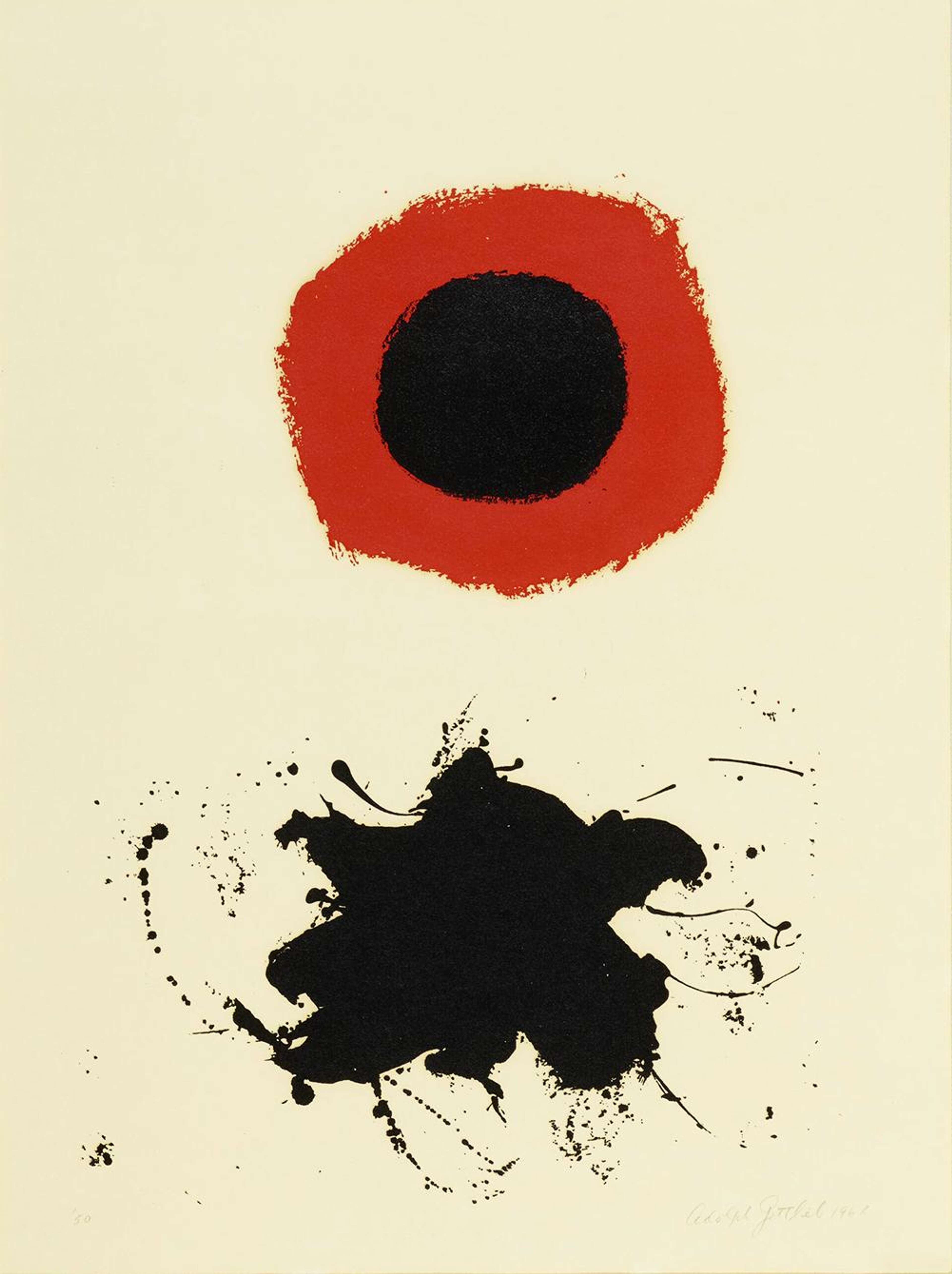 Red Halo, White Ground - Signed Print by Adolph Gottlieb 1966 - MyArtBroker