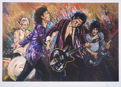 The Stones On Stage – Got Me Rockin’ - Signed Print by Ronnie Wood 2011 - MyArtBroker