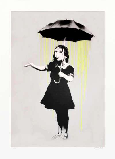 Banksy: Nola (yellow rain) - Signed Print