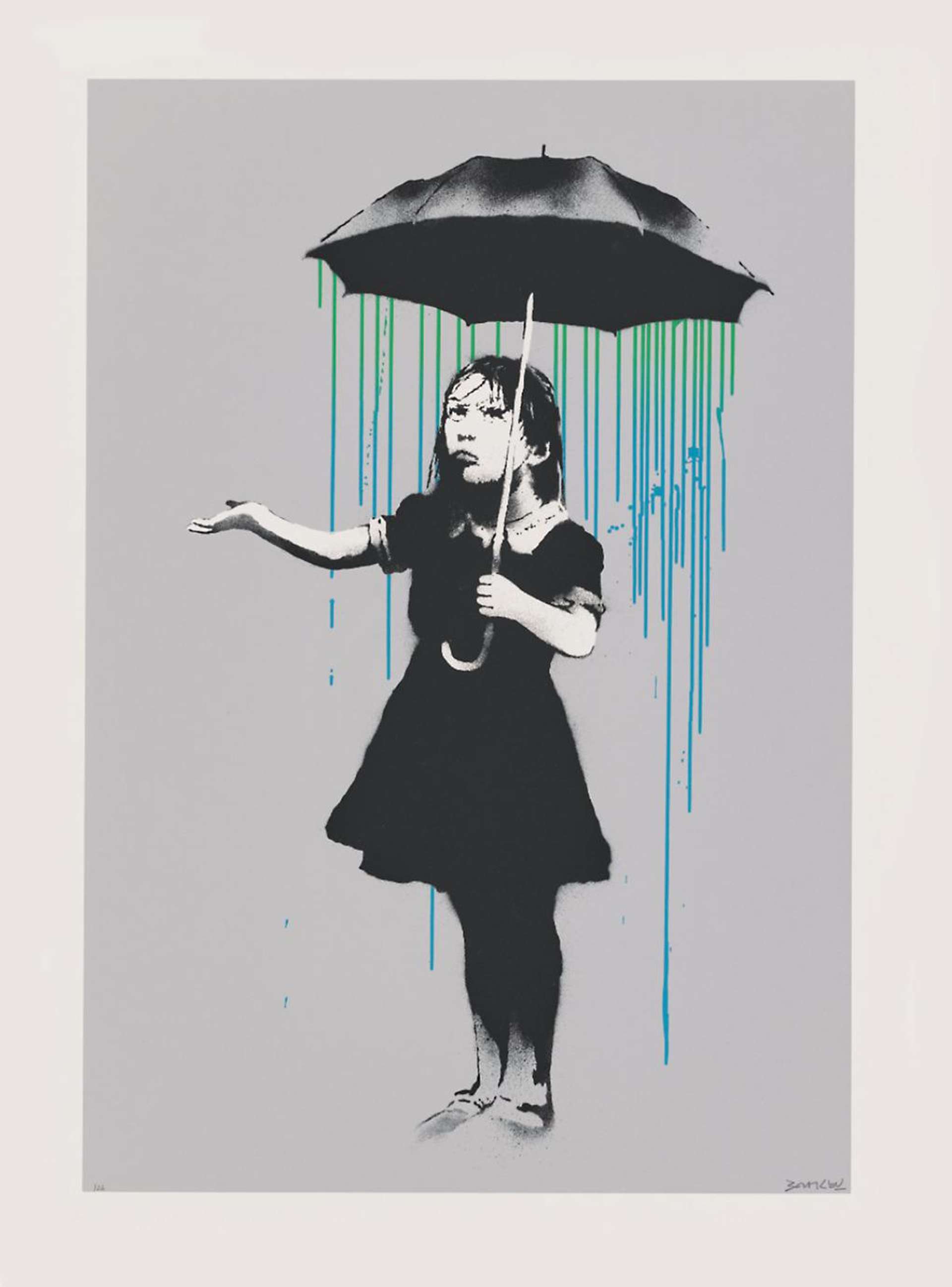 Nola (green / blue rain) by Banksy