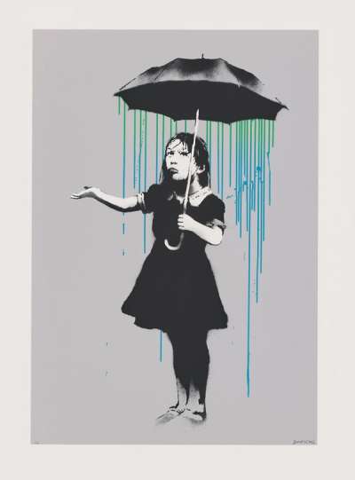 Nola (green/blue rain) - Signed Print by Banksy 2008 - MyArtBroker