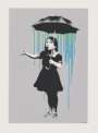 Banksy: Nola (green/blue rain) - Signed Print