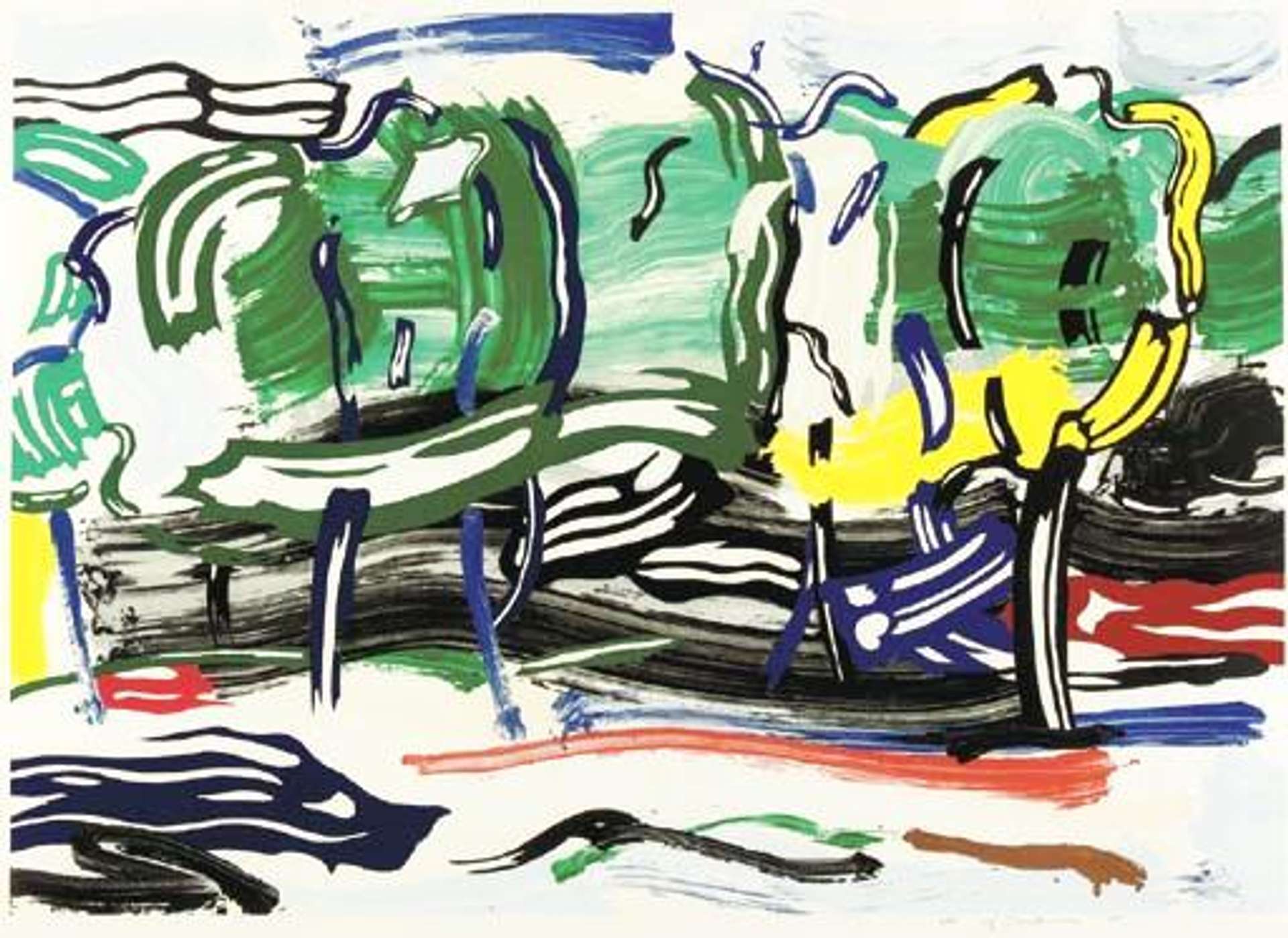 Roy Lichtenstein: Road Before The Forest - Signed Mixed Media