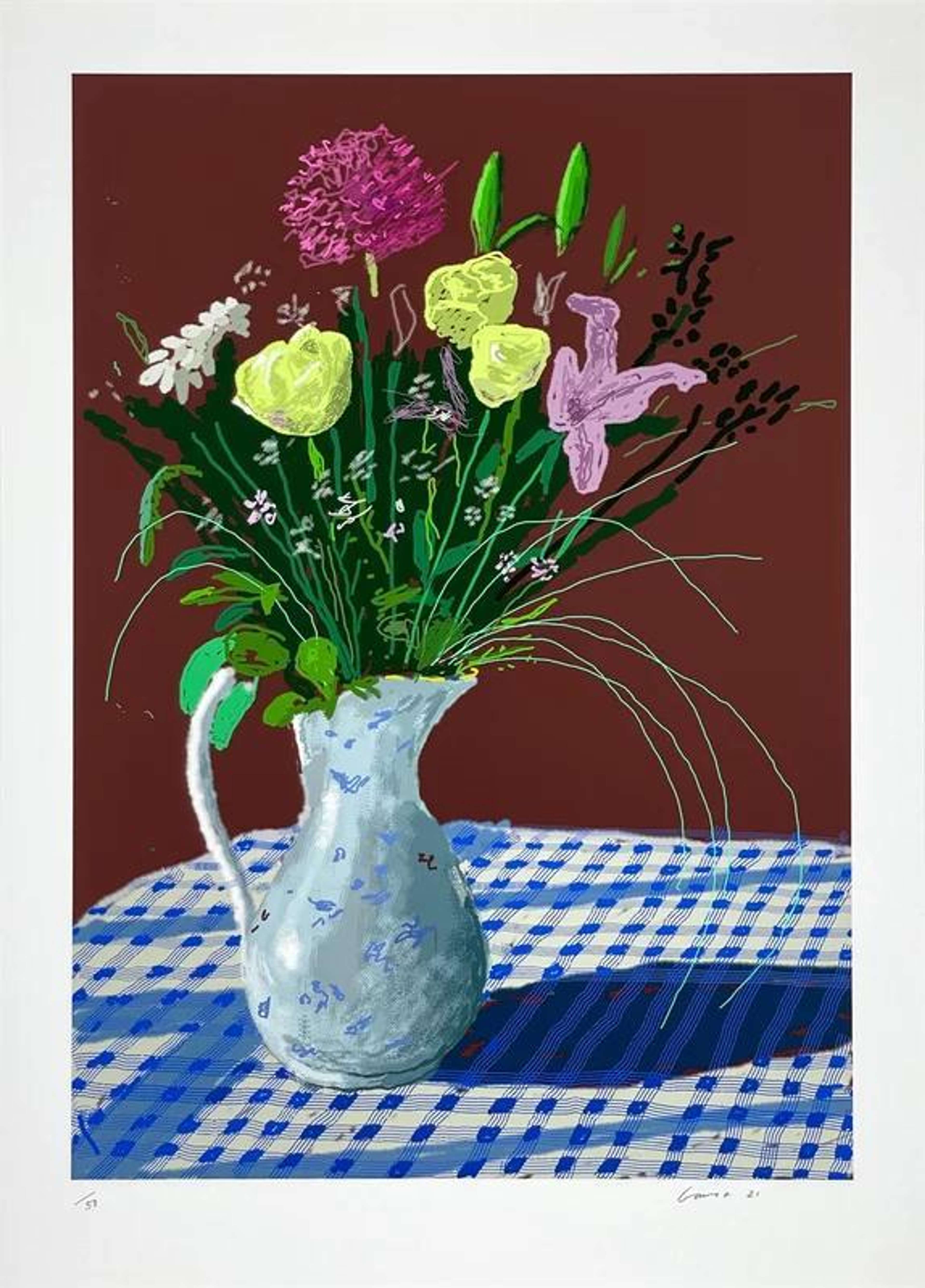 20th February 2021, Jug With Flowers - Signed Print by David Hockney 2021 - MyArtBroker