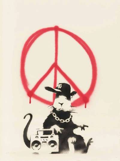 Gangsta Rat Peace - Signed Spray Paint by Banksy 2007 - MyArtBroker