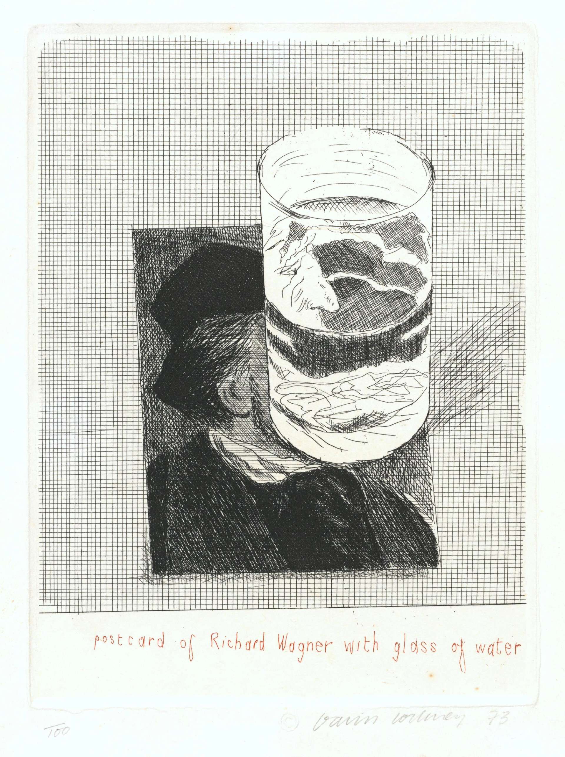 Postcard Of Richard Wagner With A Glass Of Water - Signed Print by David Hockney 1973 - MyArtBroker