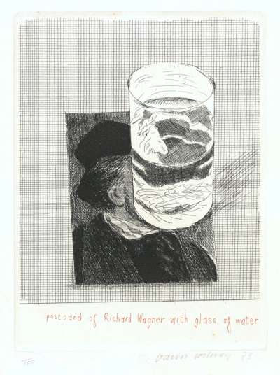 Postcard Of Richard Wagner With A Glass Of Water - Signed Print by David Hockney 1973 - MyArtBroker