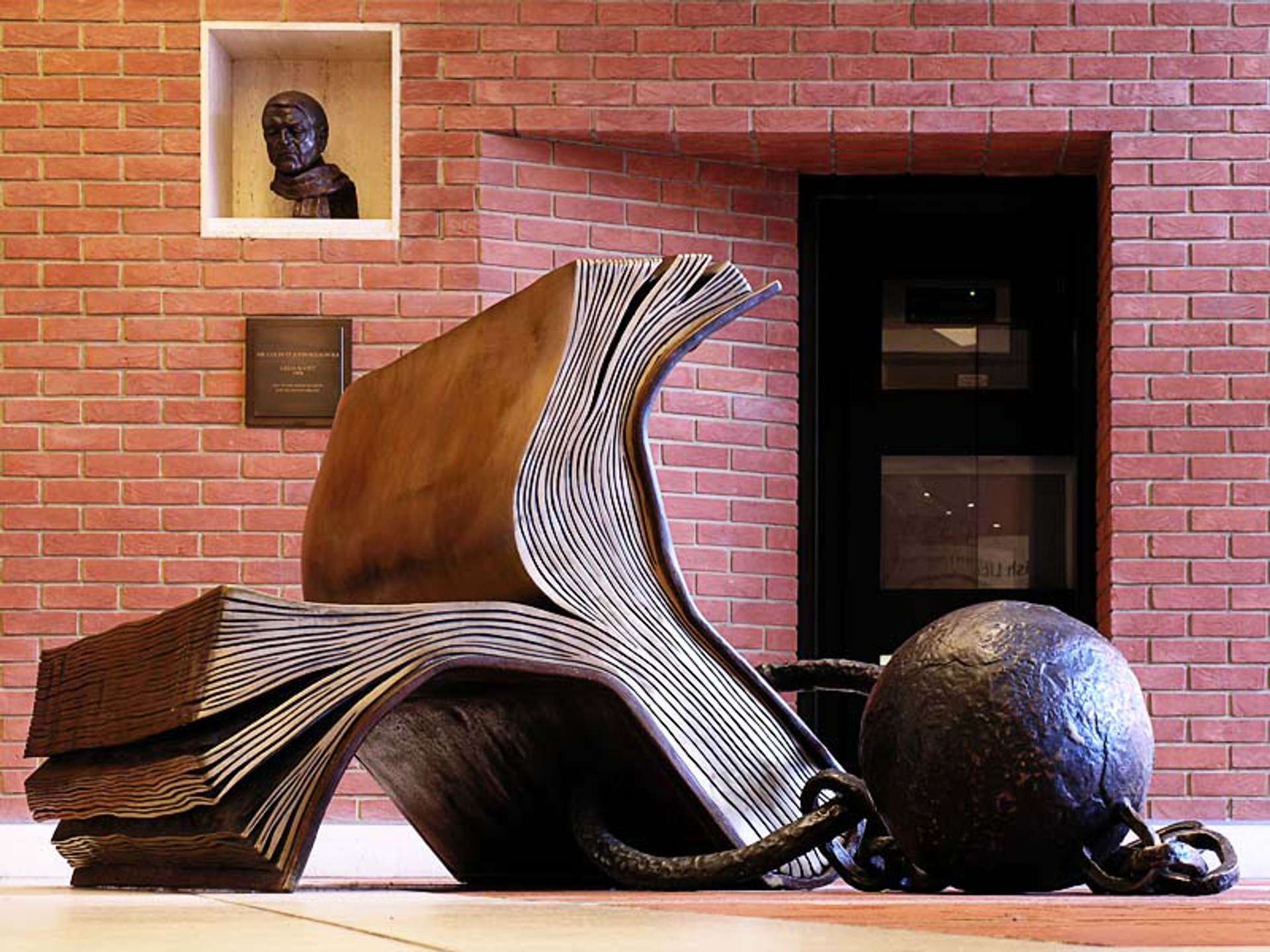 Sitting on History (1995) by Bill Woodrow, British Library, London,,