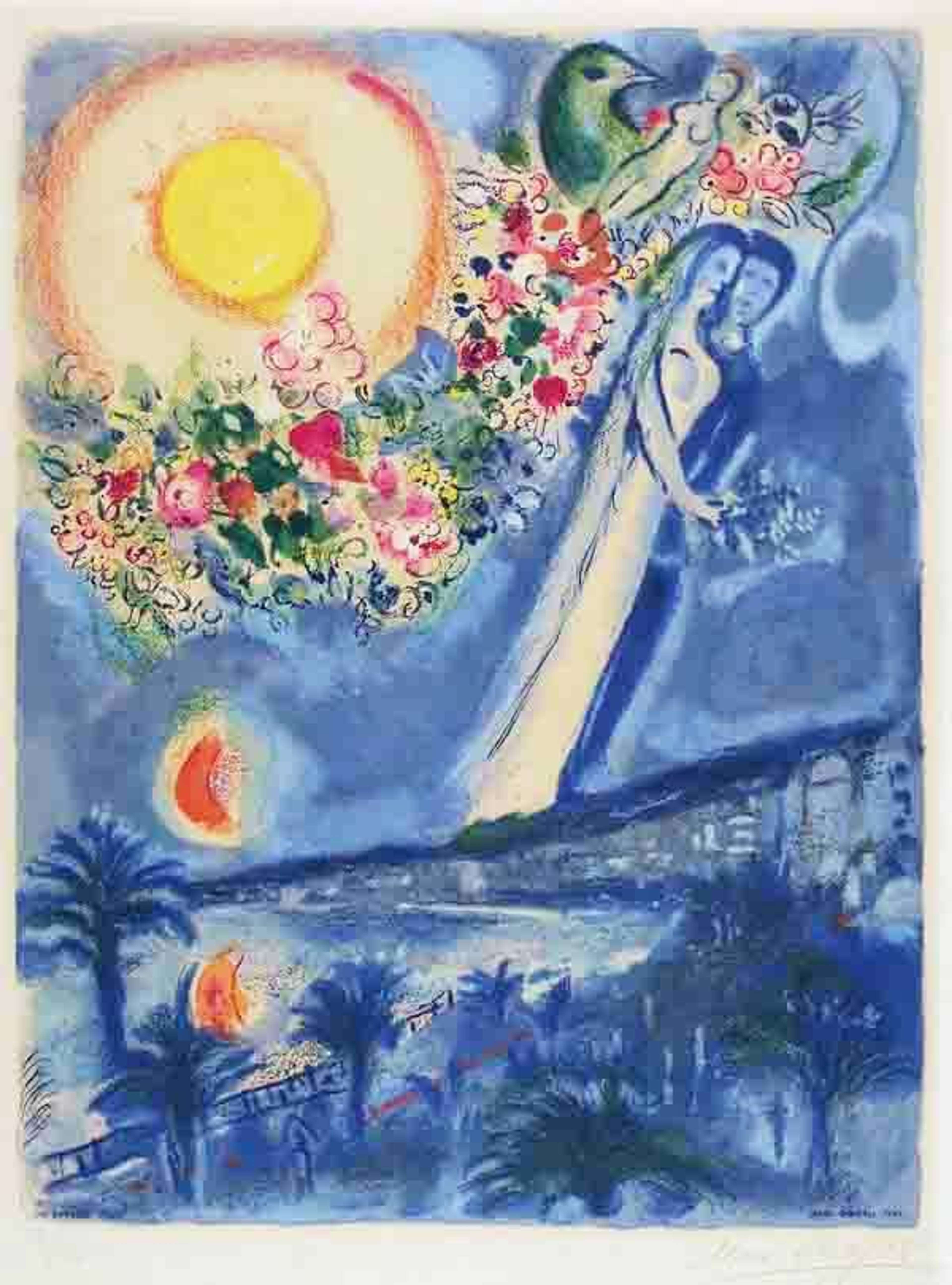 Fiancés Dans Le Ciel De Nice (Nice Et La Côte D'Azur) - Signed Print by Marc Chagall 1967 - MyArtBroker