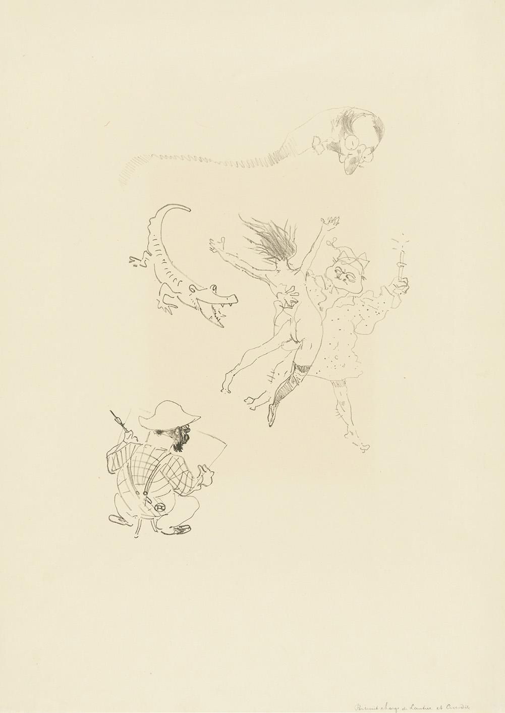 Henri De Toulouse Lautrec Le Crocodile (menu) (Signed Print) 1896