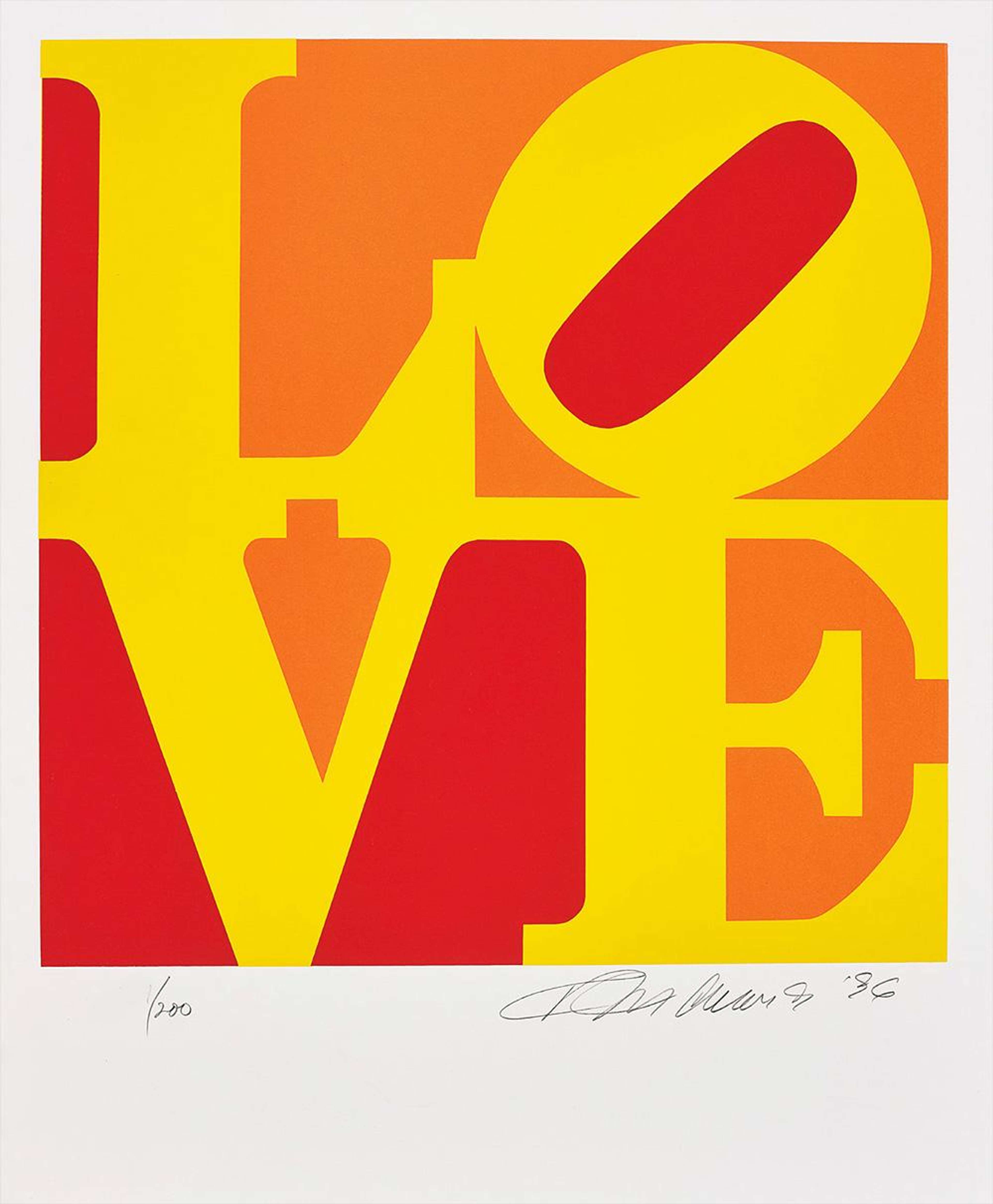 The Book Of Love (yellow, red and orange) - Signed Print by Robert Indiana 1996 - MyArtBroker
