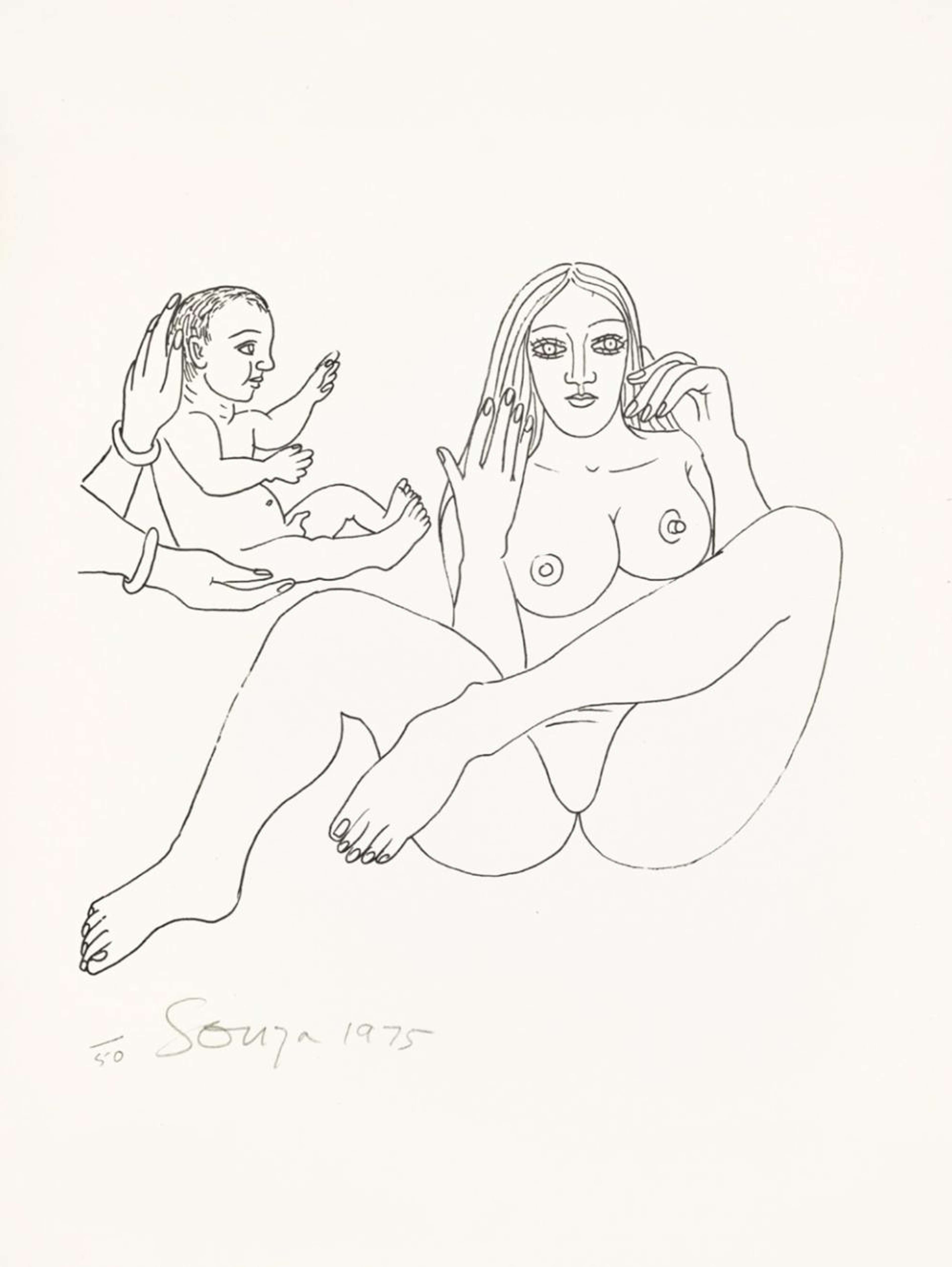 Untitled (Mother And Child) - Signed Print by Francis Newton Souza 1975 - MyArtBroker