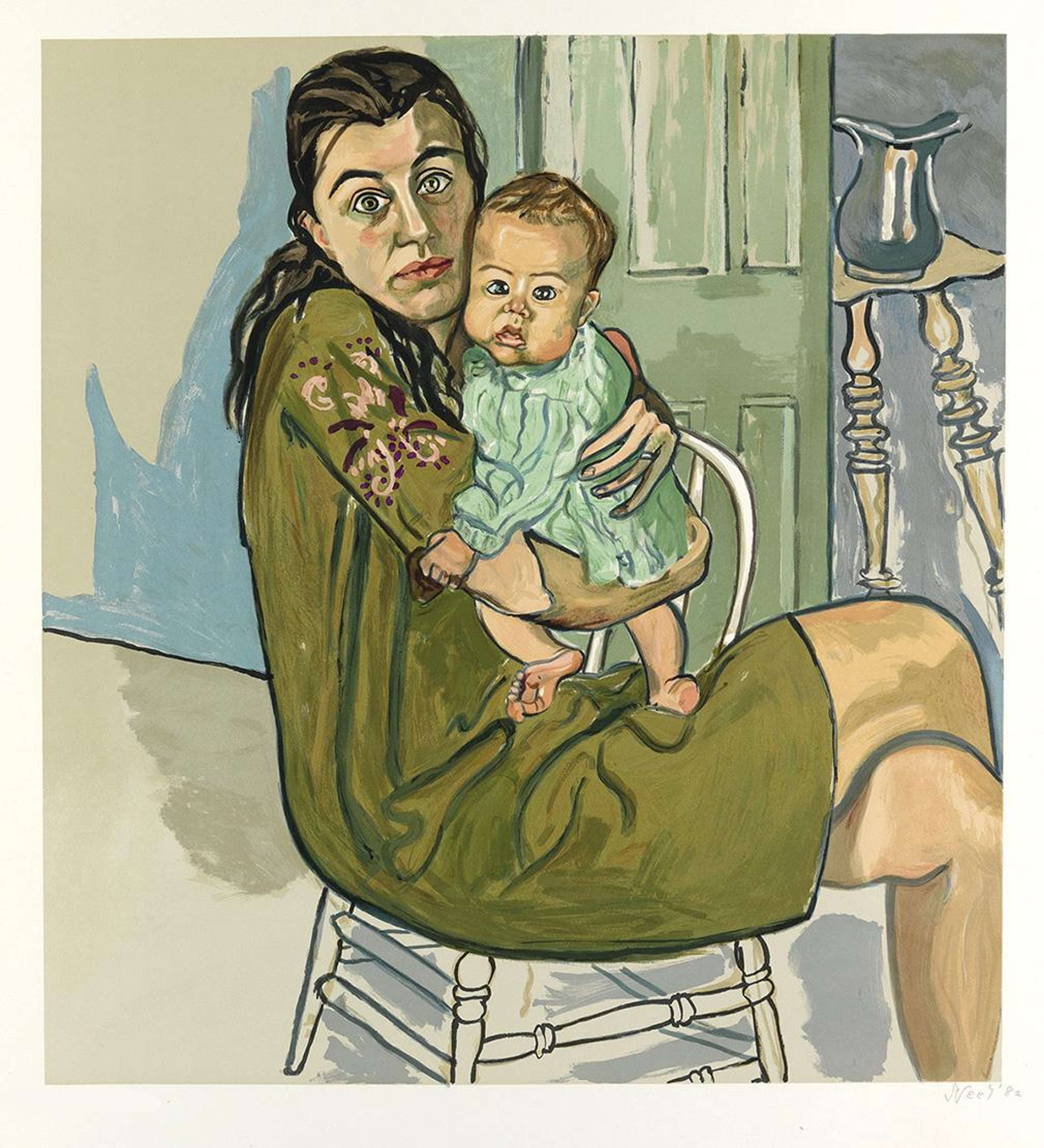 Nancy And Olivia (Mother And Child) - Signed Print by Alice Neel 1982 - MyArtBroker
