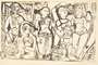 Francis Newton Souza: Untitled (Village Group) - Signed Print