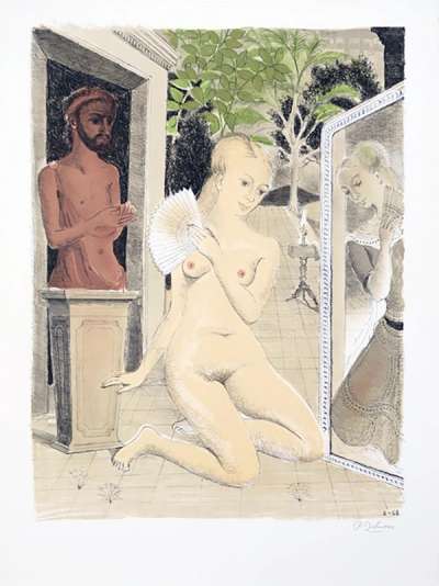 The Fan - Signed Print by Paul Delvaux 1968 - MyArtBroker