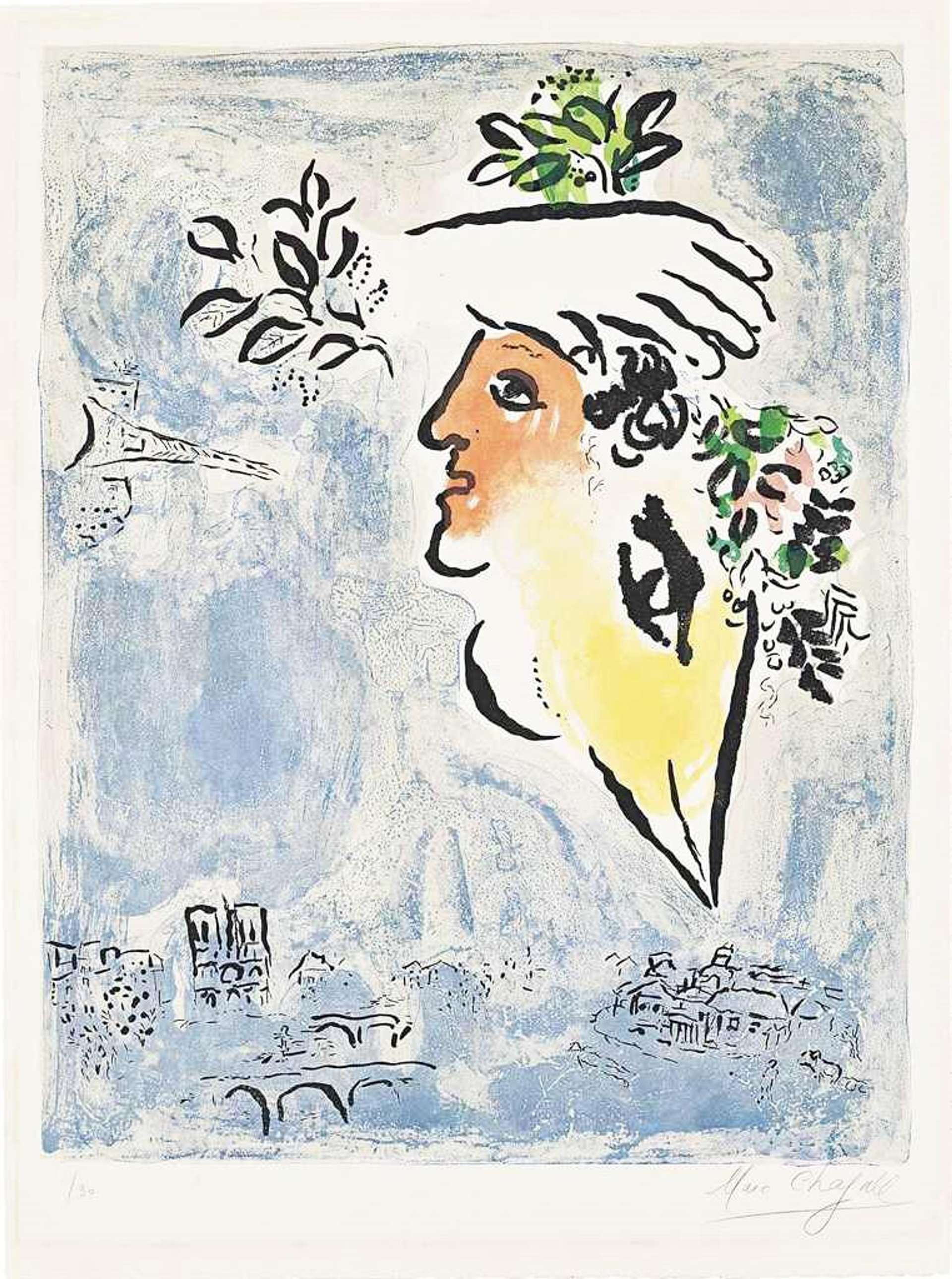 Marc Chagall: Le Ciel Bleu - Signed Print