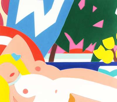 Tom Wesselmann: Sunset Nude With Yellow Tulips - Signed Mixed Media
