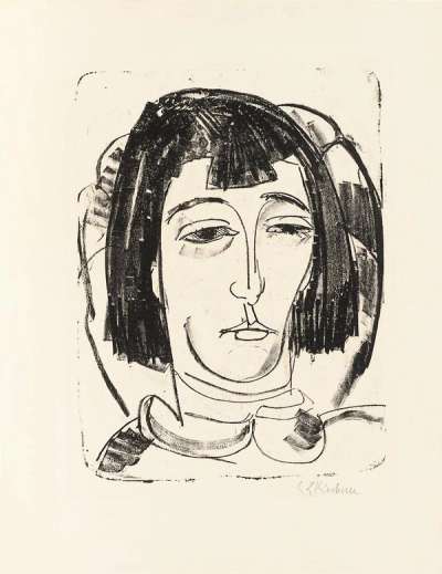 Kopf Erna Mit Kurzem Haar - Signed Print by Ernst Ludwig Kirchner 1912 - MyArtBroker