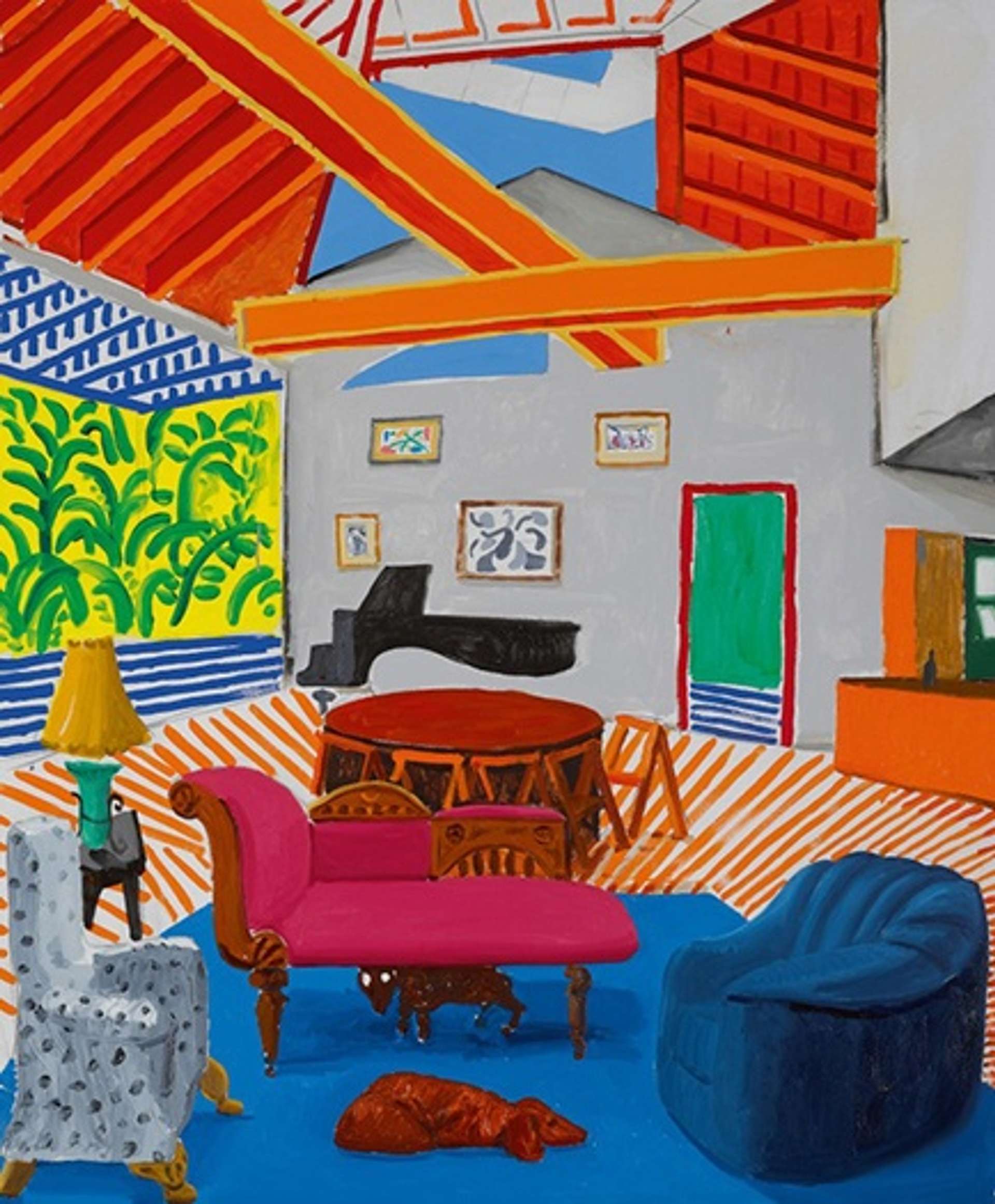 Montcalm Interior With 2 Dogs by David Hockney