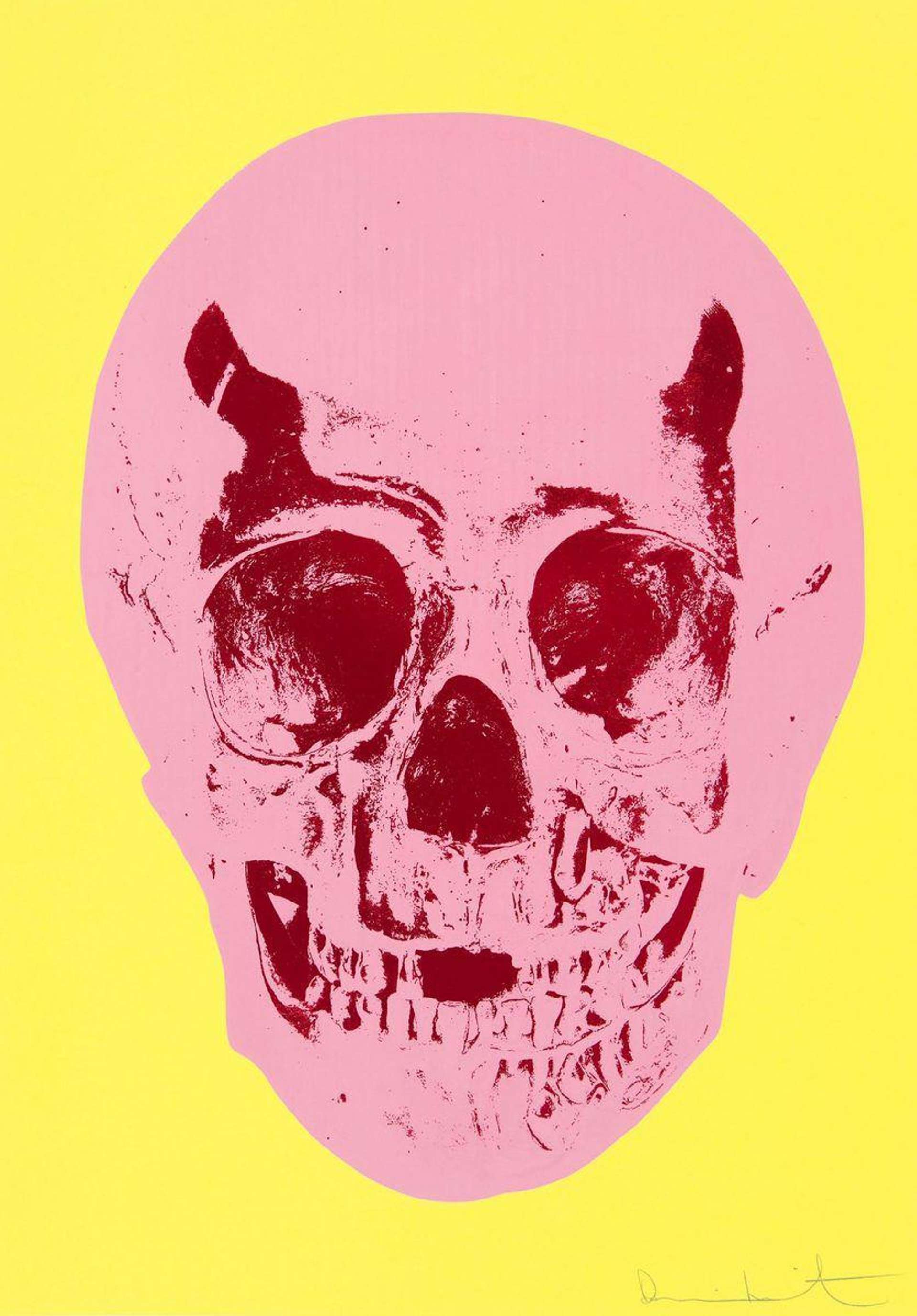 Damien Hirst: Till Death Do Us Part (heaven lemon yellow pigment, pink, chilli red) - Signed Print