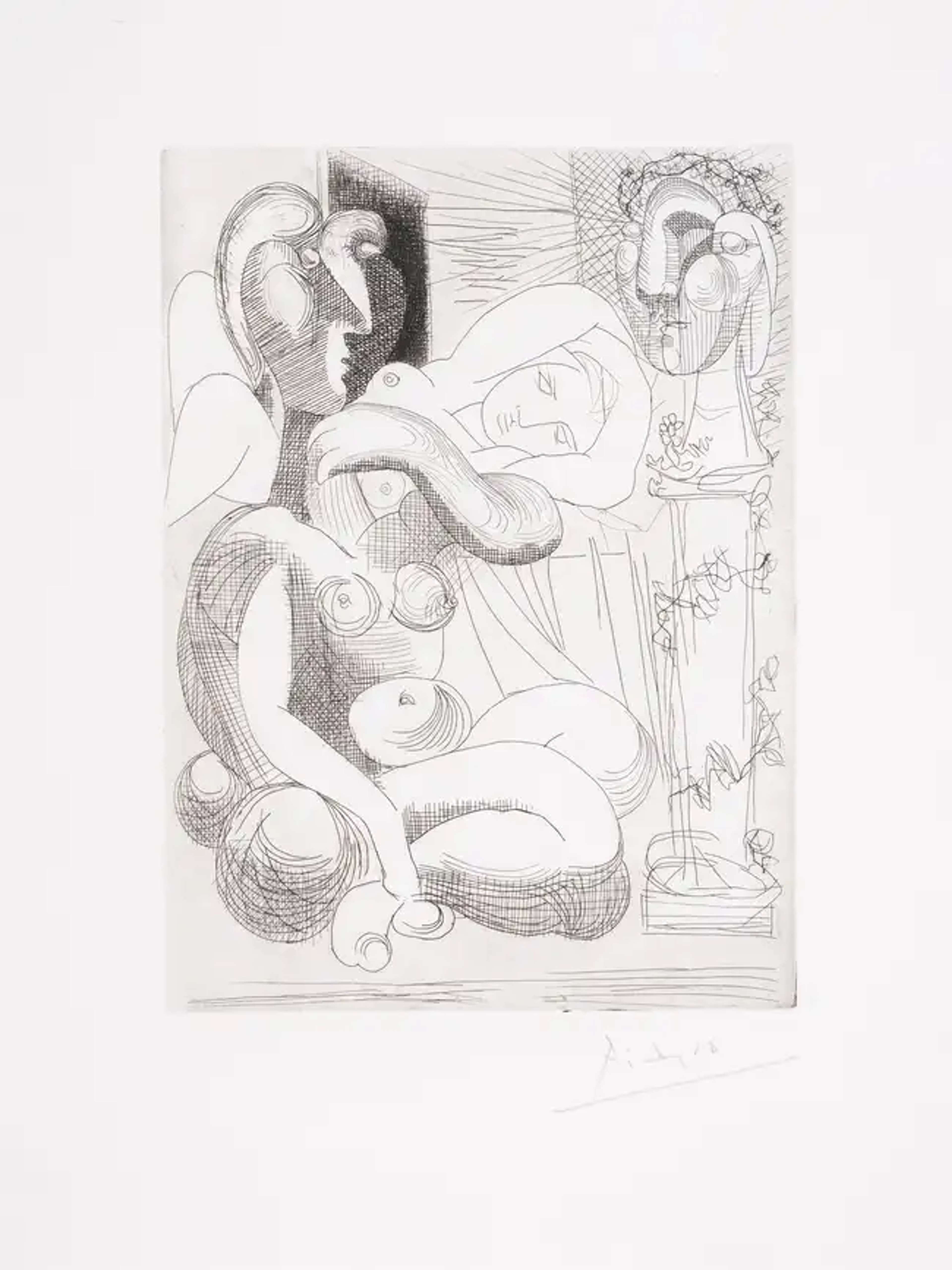 Dormeuse Et Sculptures - Signed Print by Pablo Picasso 1933 - MyArtBroker