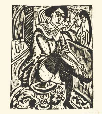 Frau, Schuh Zuknöpfend - Signed Print by Ernst Ludwig Kirchner 1912 - MyArtBroker