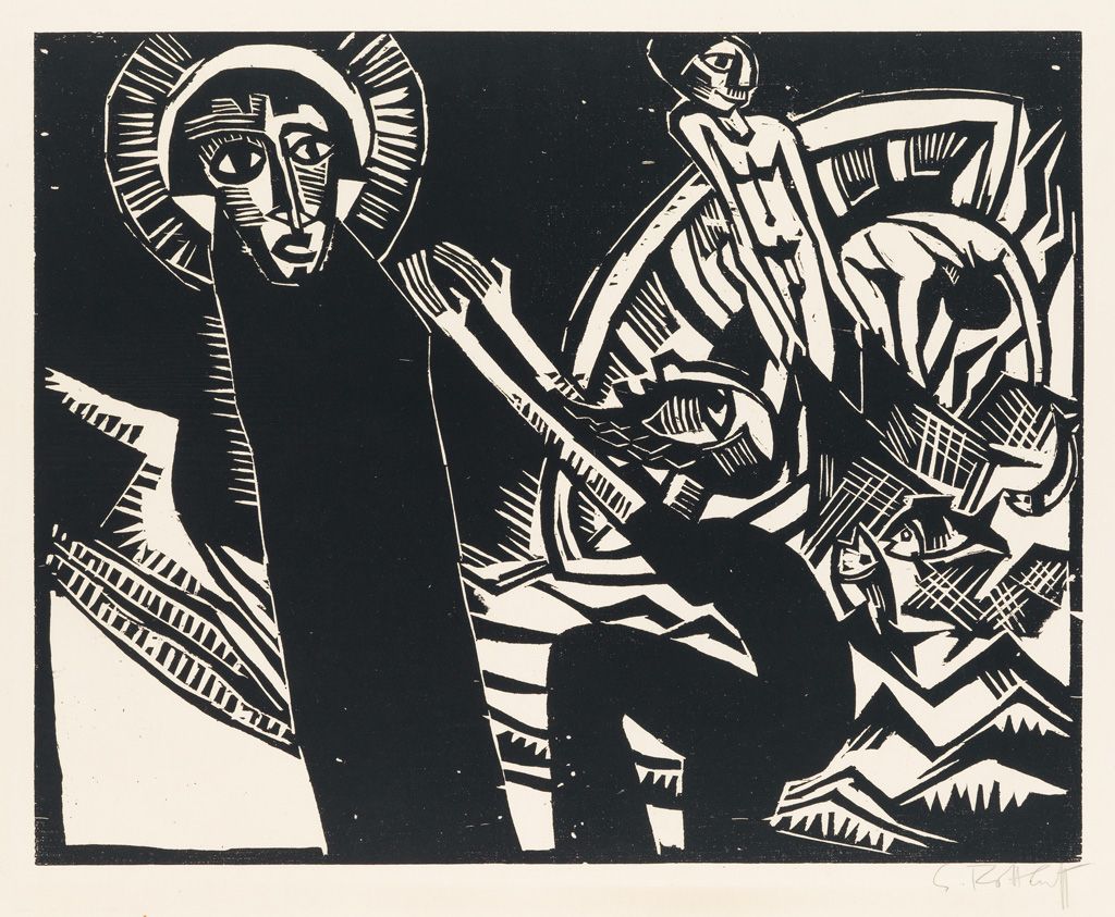KARL SCHMIDT - ROTTLUFF、FRAU MIT ERNTEHU Karl Schmidt-Rottluff | Frau und Wald (1920) | MutualArt