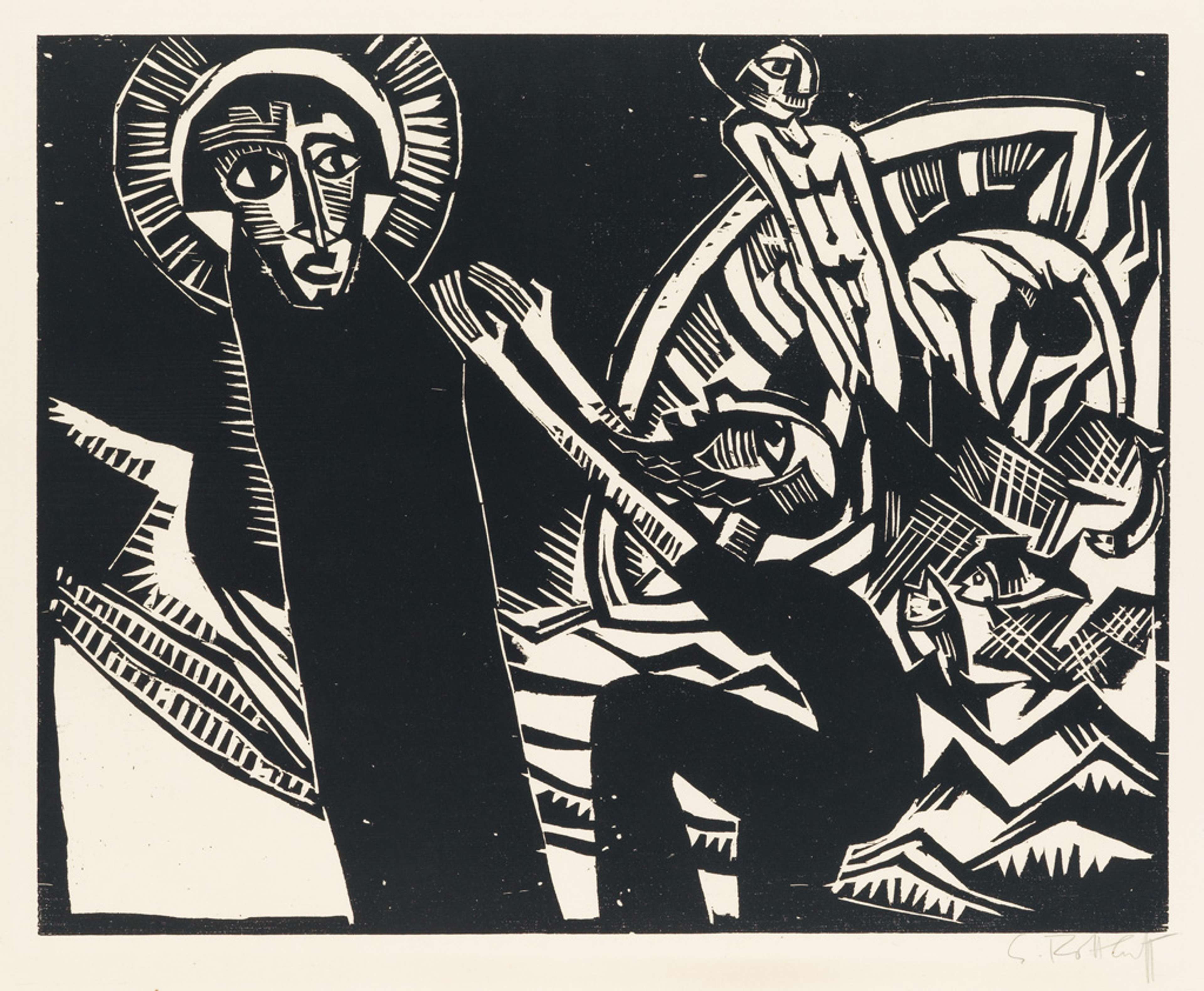 Petri Fischzug - Signed Print by Karl Schmidt-Rottluff 1918 - MyArtBroker