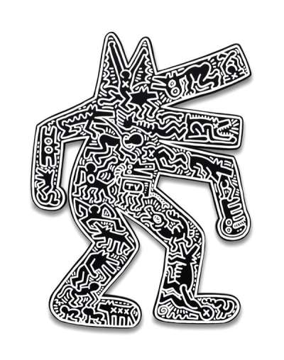Dog (black) - Signed Mixed Media by Keith Haring 1986 - MyArtBroker