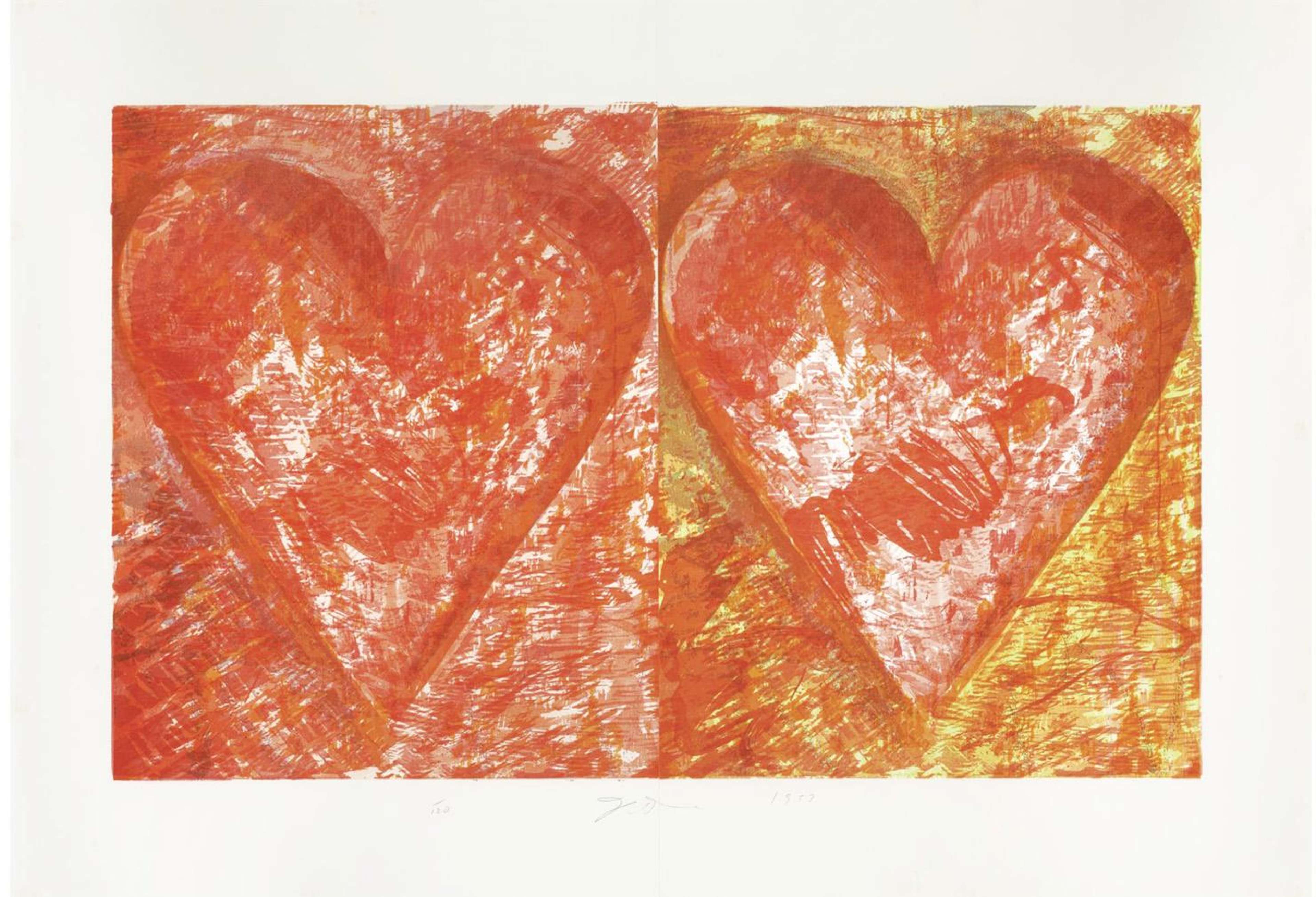 Two Red Hearts - Signed Print by Jim Dine 1993 - MyArtBroker