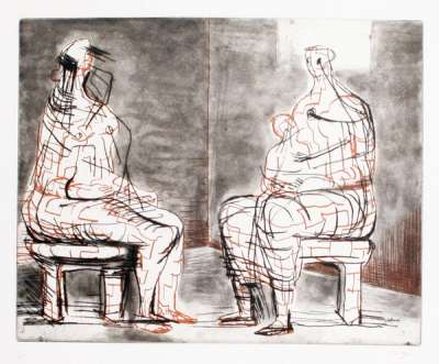 Two Seated Figures I - Signed Print by Henry Moore 1970 - MyArtBroker